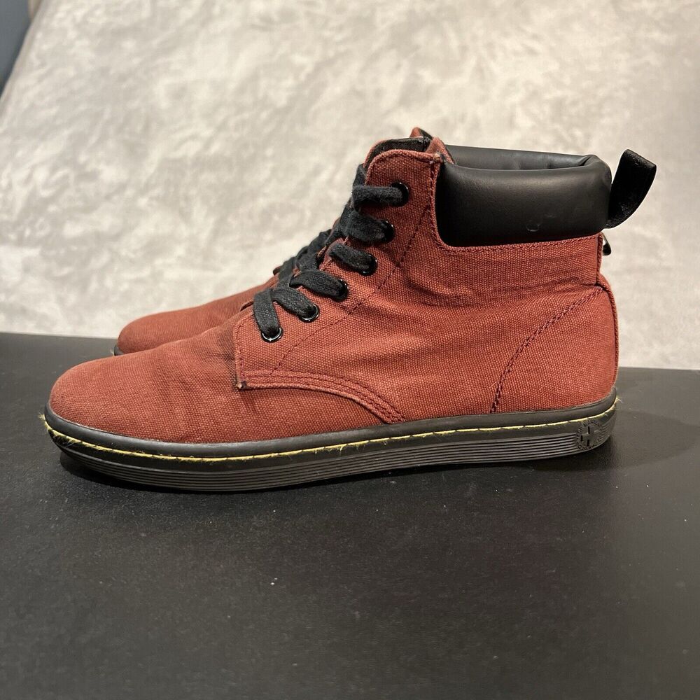 Dr Martens Maelly Ankle Boot Women's 8 Red Canvas Air Wair Casual Chukka - Picture 3 of 10